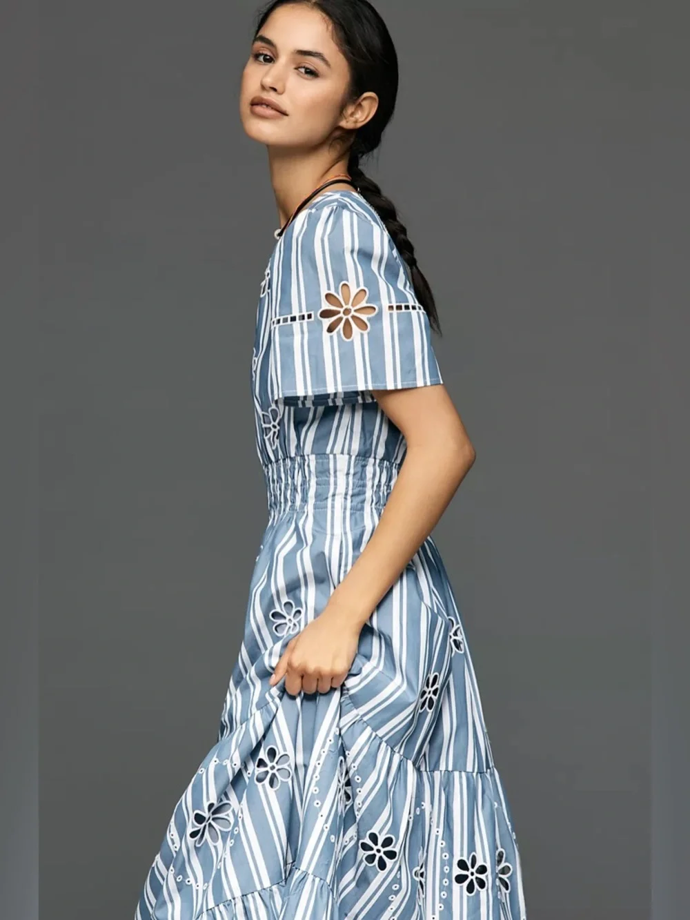 New Amthropologie The Somerset Cotton Embroidered Eyelet Maxi Dress Size XL - Picture 2 of 8